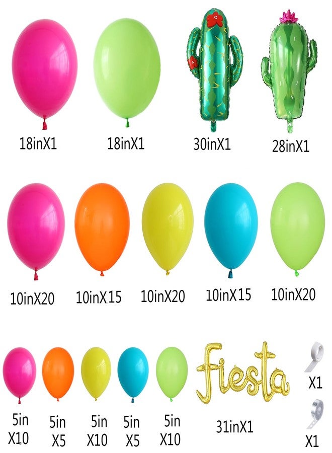 Tesochye 137Pcs Mexican Fiesta Balloon Arch Garland Kit - Fiesta Party Decorations,Rainbow Colors Giant Cactus Foil Balloons for Cinco De Mayo Carnival Birthday Party Summer Hawaiian Luau Tropical Supplies - Image 2